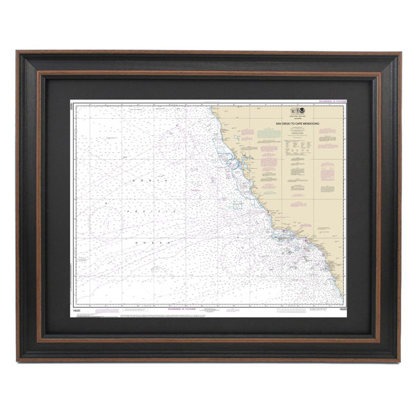 Longshore Tides San Diego To Cape Mendocino Nautical Chart Framed
